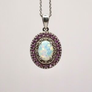 Silver Necklace - Opal Pendant